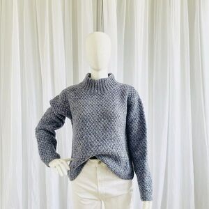 Indigenous Designs 100% Pure Wool Sweater – Blue Turtleneck Size S